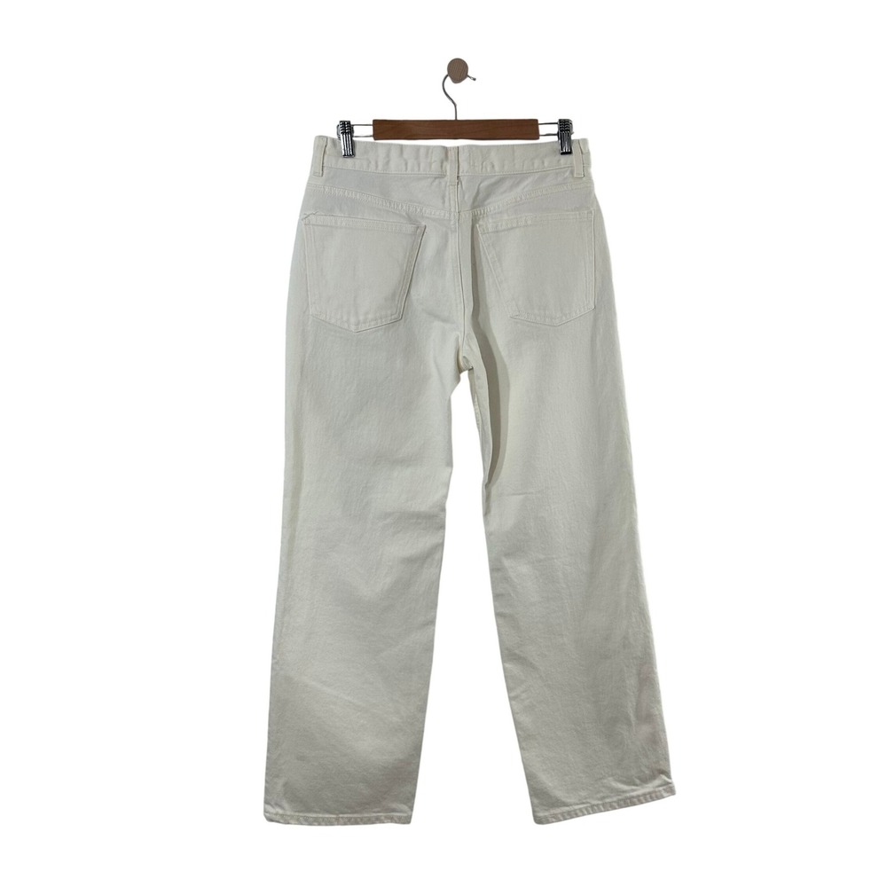 Zara Womens High Rise Straight Leg Jeans Off White Cream Button Fly Size 6 28 - Picture 3 of 9